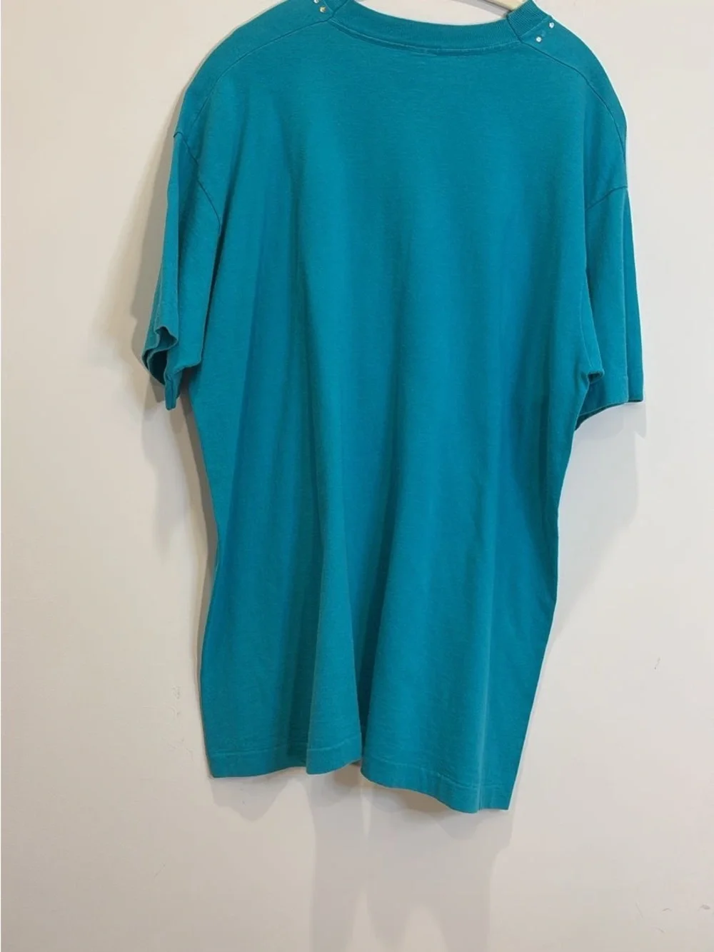 Vintage 90s BVD Premium Series Teal Cat T-Shirt XXL Made in USA Sequin Bedazzled